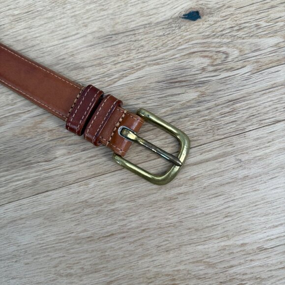Coach VTG 90s British Tan Leather Harness Belt Size 36 Brass Buckle Brown 1 Inch - Picture 3 of 9